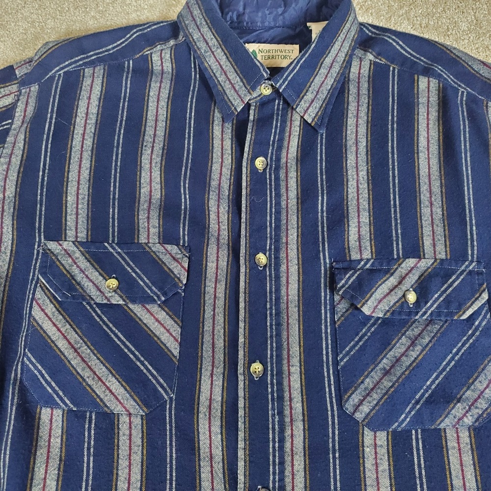 Vintage Northwest Territory Flannel Shirt Men's Size XLT Long Sleeve Striped